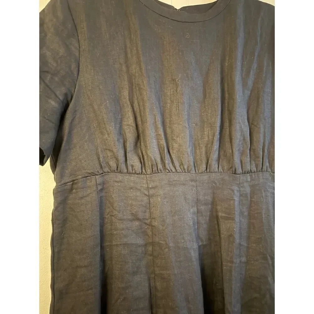 DISSH Short Sleeve Black Linen Maxi Dress Sz. 14